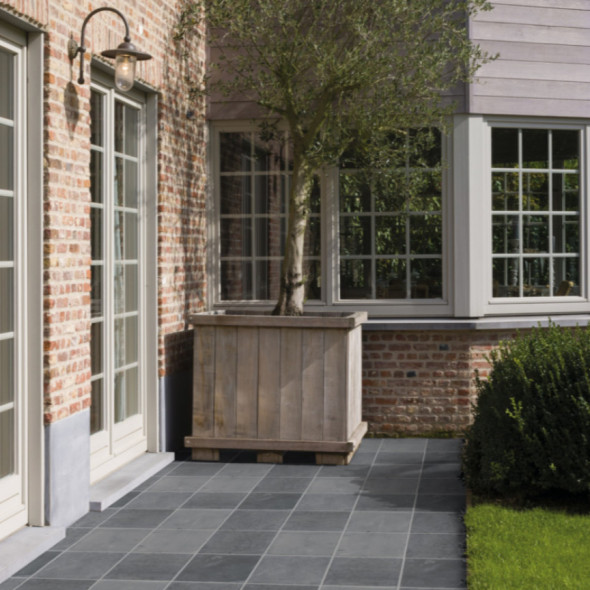 Terras natuursteen, vloertegels, midden grijs, blauw, Impermo, landelijk & country